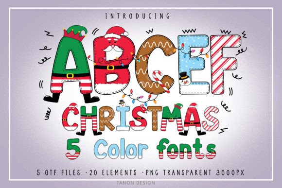 5 Christmas Bundle Color Fonts for Festive Designs